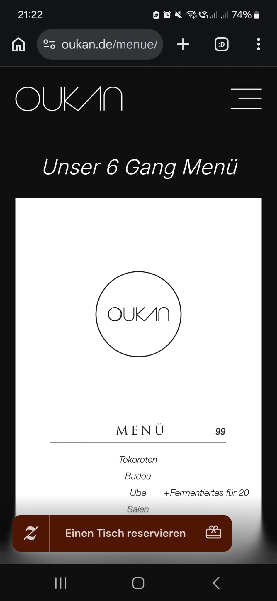 Webseite (Mobil) 6 Gang Menü